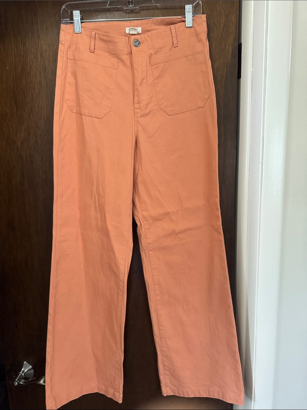 Roxy Wide Leg Pants in Peach-Orange